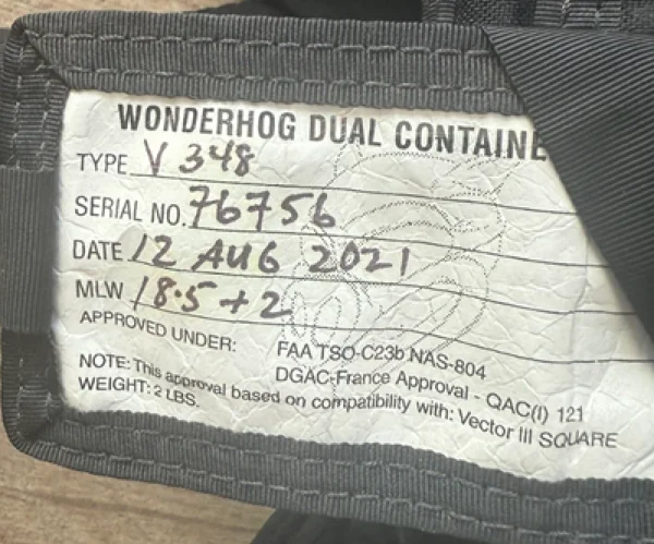 Data Card of UPT Skydiving Rig