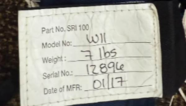 Data Card of Wings Skydiving Rig